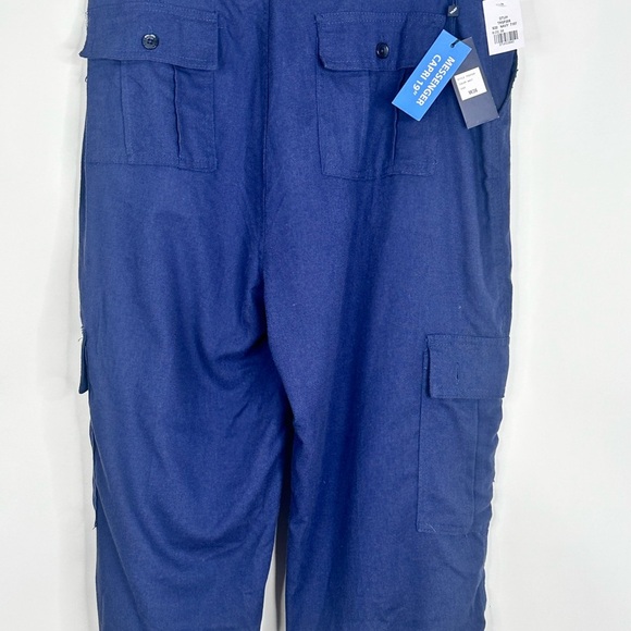 NWT Navy Blue Cargo Capri pants Trust 19" Length Linen blend size 36 - Picture 8 of 11